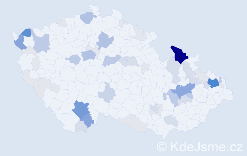 Příjmení: 'Salva', počet výskytů 190 v celé ČR