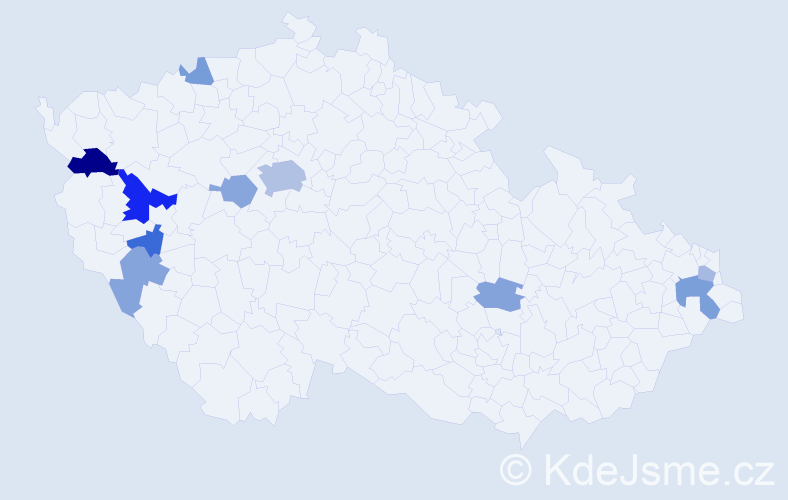 Příjmení: 'Fuseková', počet výskytů 20 v celé ČR