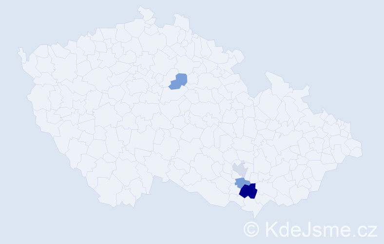 Příjmení: 'Citterbardová', počet výskytů 15 v celé ČR