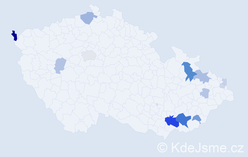 Příjmení: 'Donátek', počet výskytů 31 v celé ČR