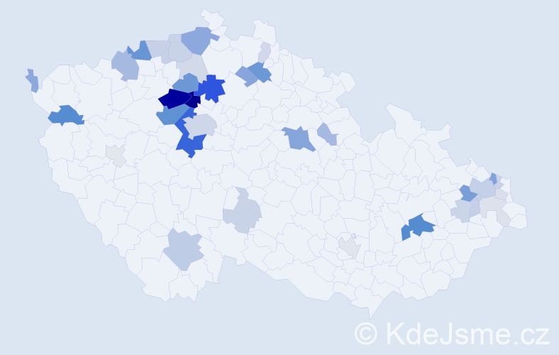 Příjmení: 'Rákos', počet výskytů 127 v celé ČR