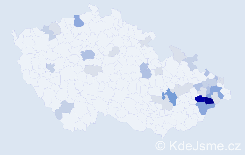 Příjmení: 'Frňková', počet výskytů 117 v celé ČR