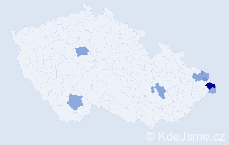 Příjmení: 'Viochna', počet výskytů 25 v celé ČR