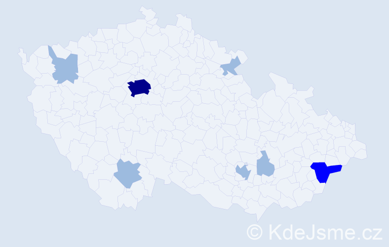 Příjmení: 'Eggerová', počet výskytů 12 v celé ČR