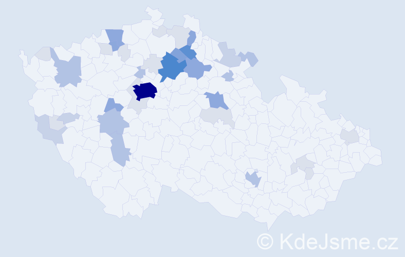 Příjmení: 'Valkoun', počet výskytů 117 v celé ČR