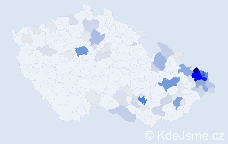 Příjmení: 'Kania', počet výskytů 341 v celé ČR