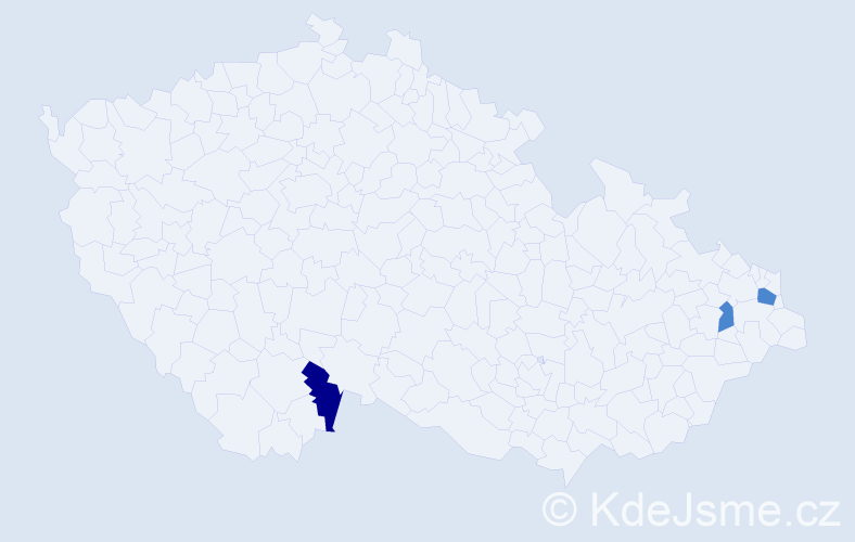 Příjmení: 'Bilbija', počet výskytů 5 v celé ČR