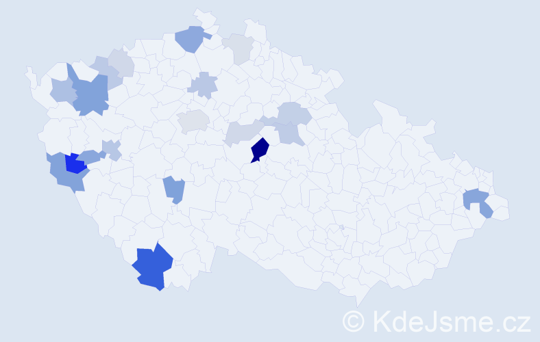 Příjmení: 'Mitro', počet výskytů 46 v celé ČR