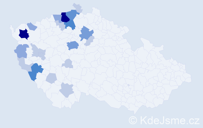 Příjmení: 'Proftová', počet výskytů 57 v celé ČR