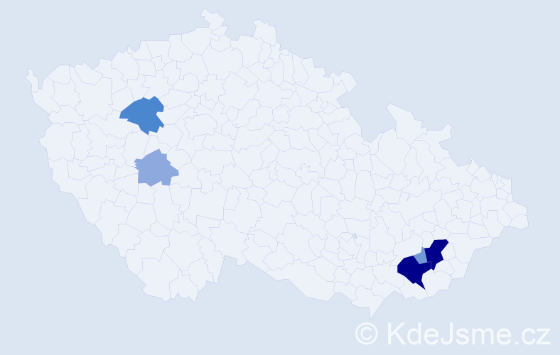 Příjmení: 'Cablíková', počet výskytů 18 v celé ČR