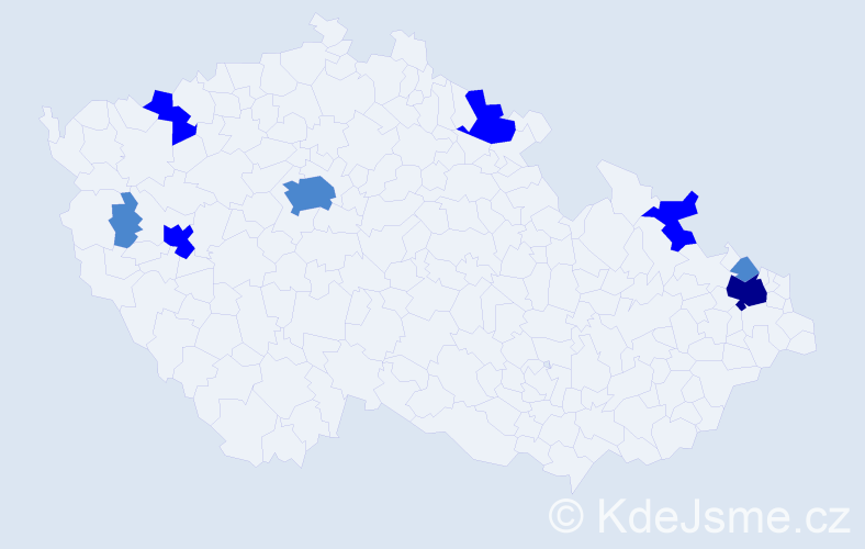 Příjmení: 'Mečár', počet výskytů 14 v celé ČR