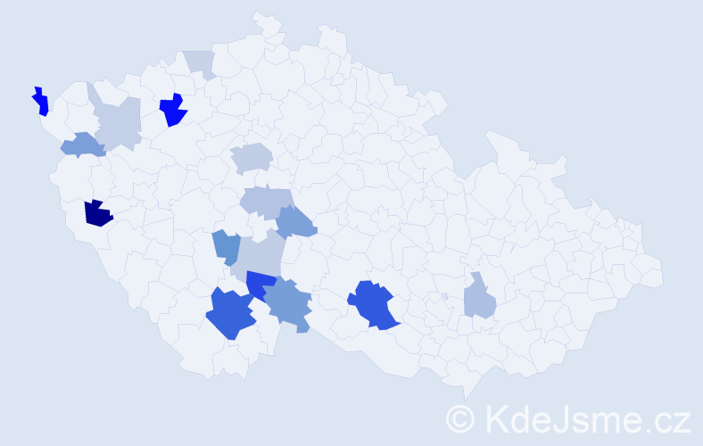 Příjmení: 'Pavlečková', počet výskytů 43 v celé ČR