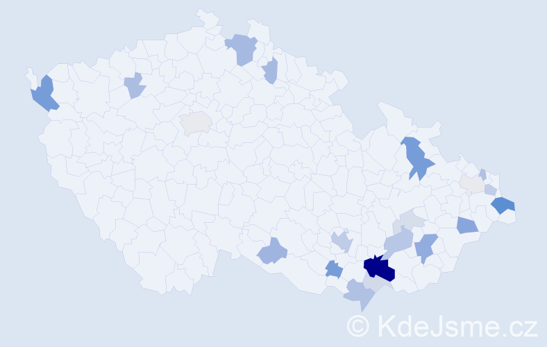 Příjmení: 'Pimek', počet výskytů 60 v celé ČR