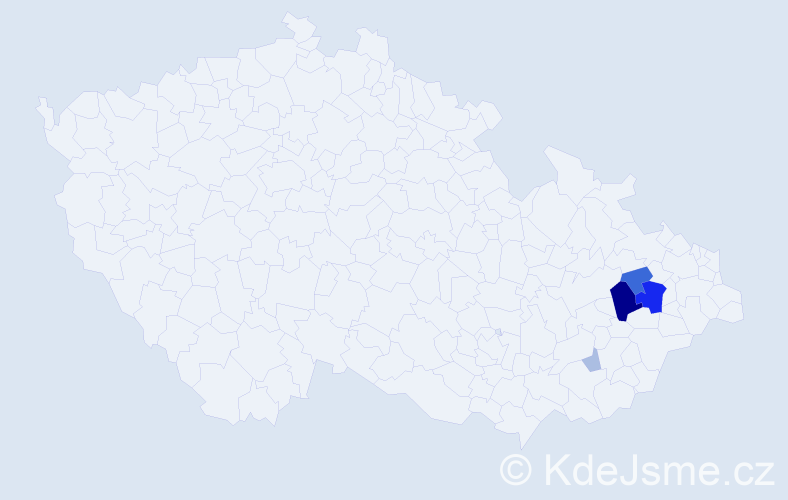 Příjmení: 'Prokl', počet výskytů 17 v celé ČR