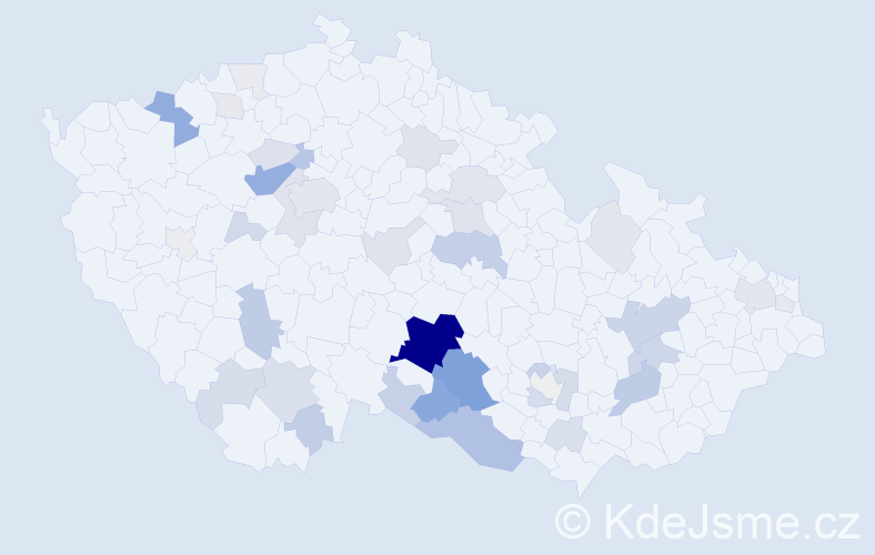 Příjmení: 'Varhaník', počet výskytů 142 v celé ČR