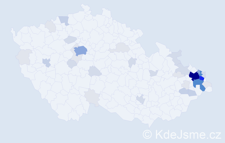 Příjmení: 'Kunčická', počet výskytů 141 v celé ČR