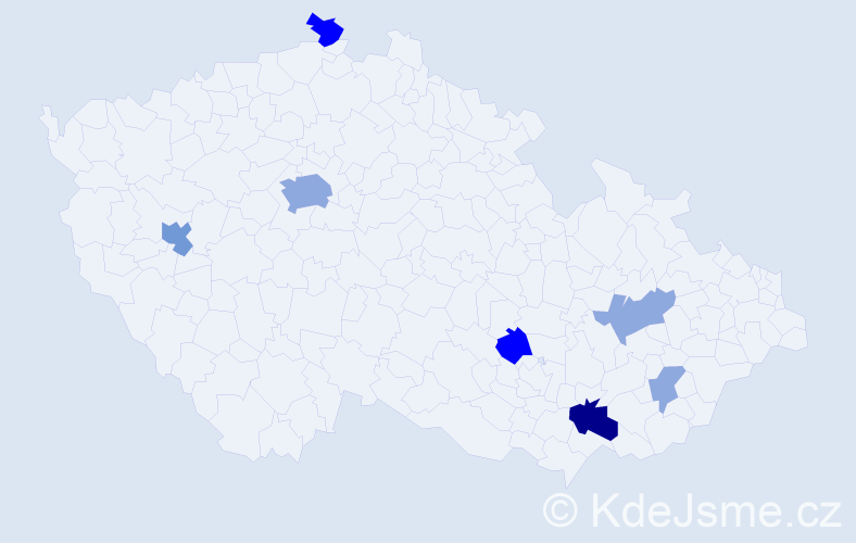 Příjmení: 'Bělič', počet výskytů 19 v celé ČR