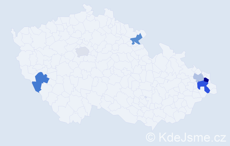 Příjmení: 'Koziar', počet výskytů 9 v celé ČR