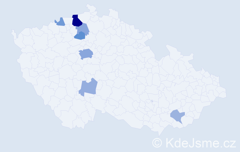 Příjmení: 'Tipta', počet výskytů 23 v celé ČR