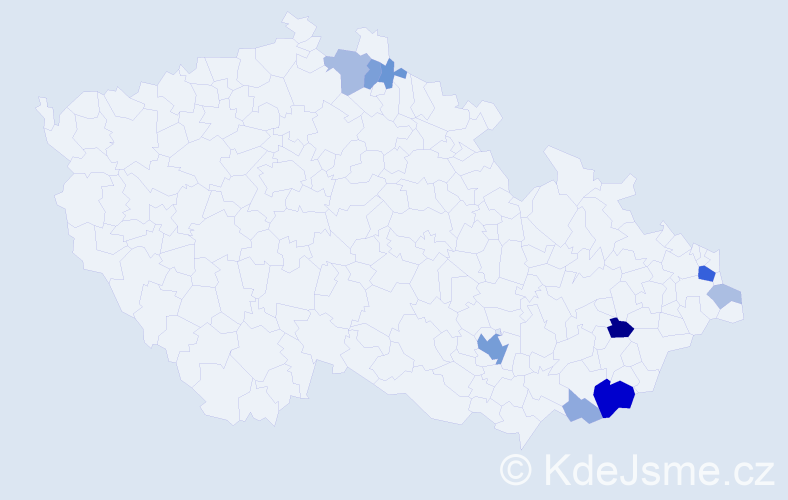Příjmení: 'Zajdová', počet výskytů 30 v celé ČR