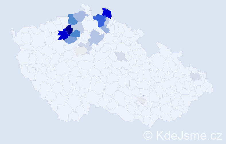 Příjmení: 'Štrympl', počet výskytů 54 v celé ČR