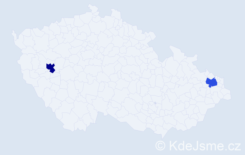 Příjmení: 'Kao', počet výskytů 2 v celé ČR