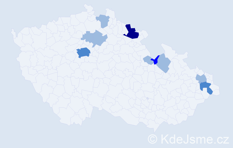 Příjmení: 'Pacanová', počet výskytů 17 v celé ČR