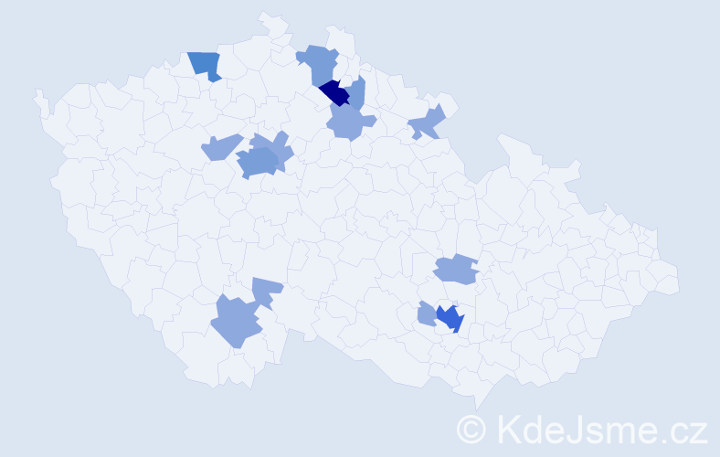 Příjmení: 'Baudys', počet výskytů 28 v celé ČR
