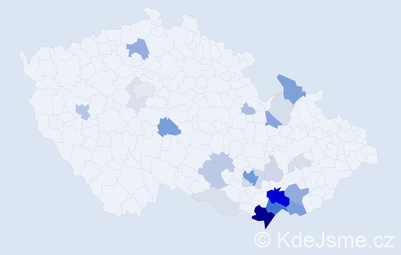 Příjmení: 'Krmíčková', počet výskytů 93 v celé ČR
