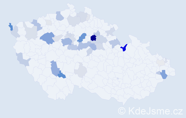 Příjmení: 'Telváková', počet výskytů 153 v celé ČR