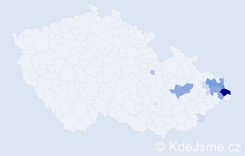 Příjmení: 'Kaczmarczyková', počet výskytů 49 v celé ČR