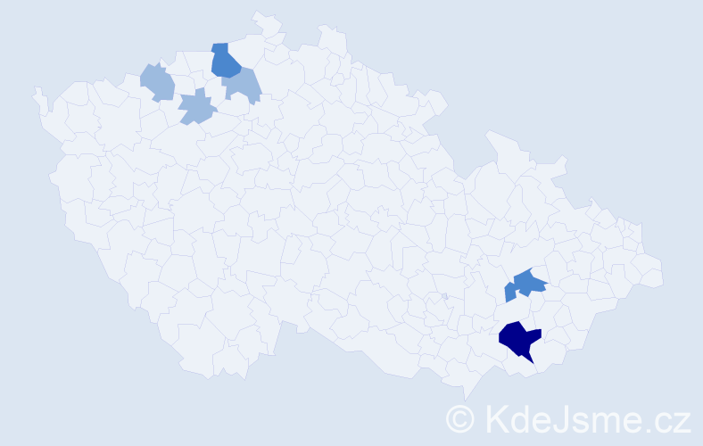 Příjmení: 'Handrlicová', počet výskytů 11 v celé ČR