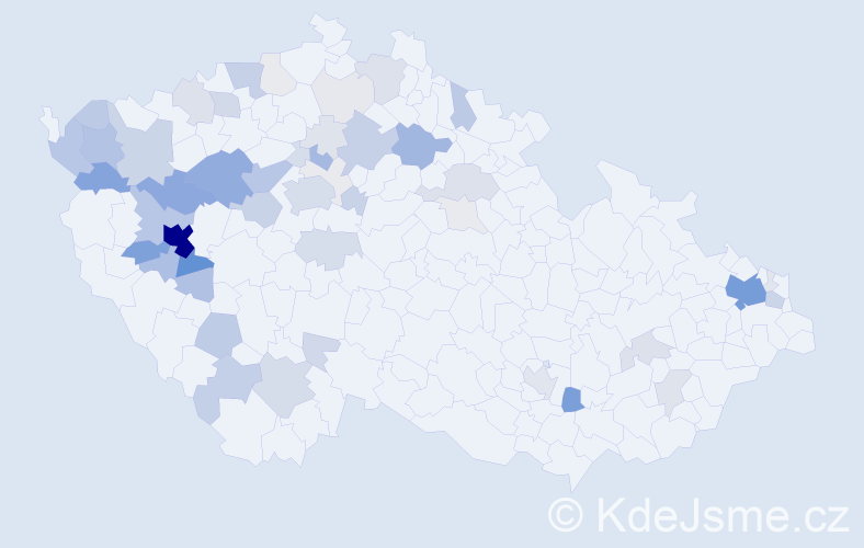 Příjmení: 'Tišer', počet výskytů 269 v celé ČR