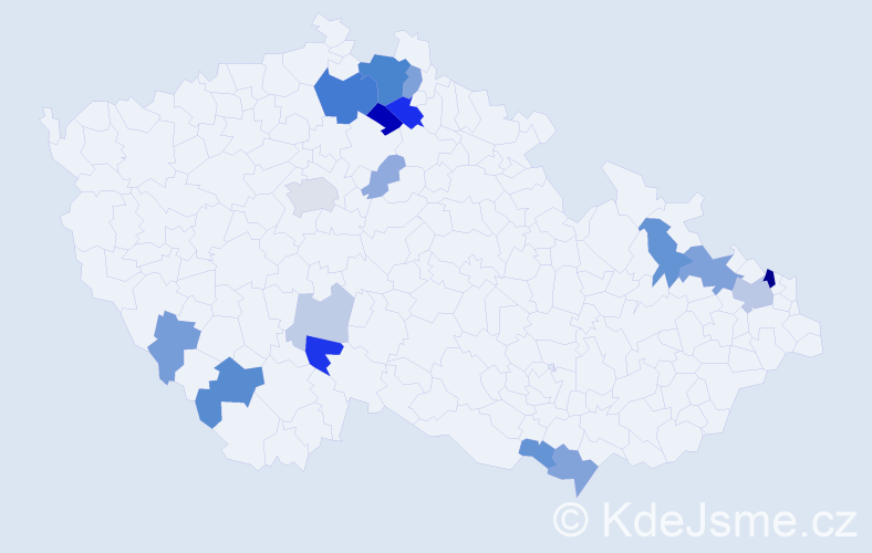 Příjmení: 'Radovská', počet výskytů 45 v celé ČR