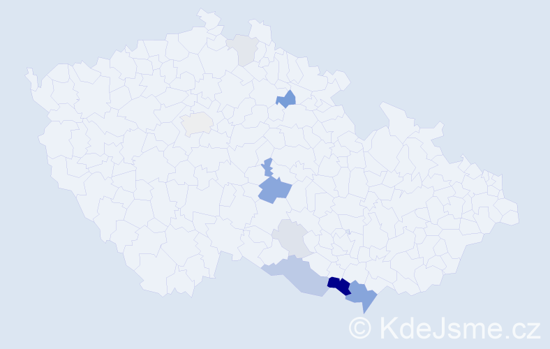 Příjmení: 'Kerelová', počet výskytů 25 v celé ČR