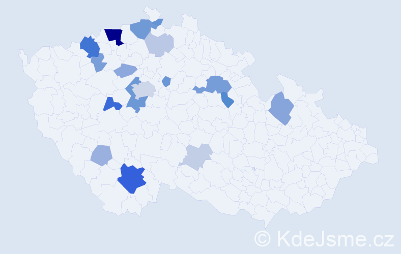 Příjmení: 'Kotvald', počet výskytů 53 v celé ČR