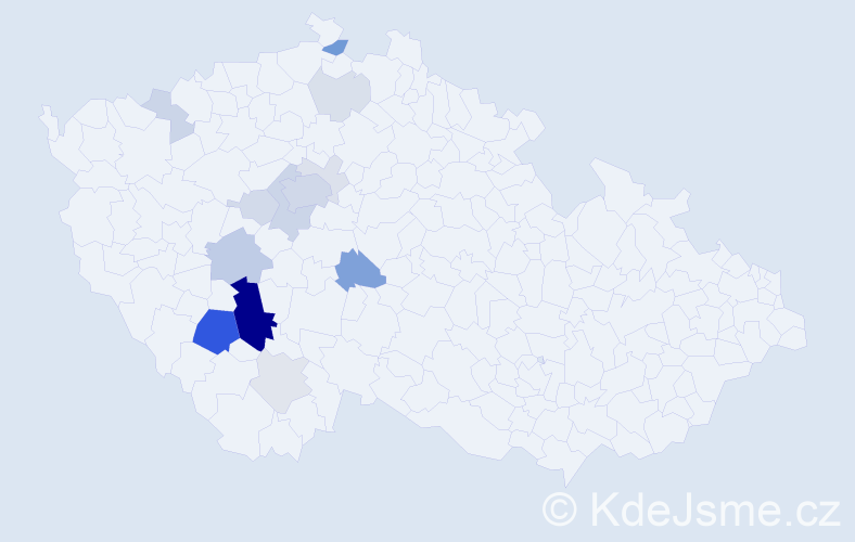 Příjmení: 'Čuřín', počet výskytů 49 v celé ČR