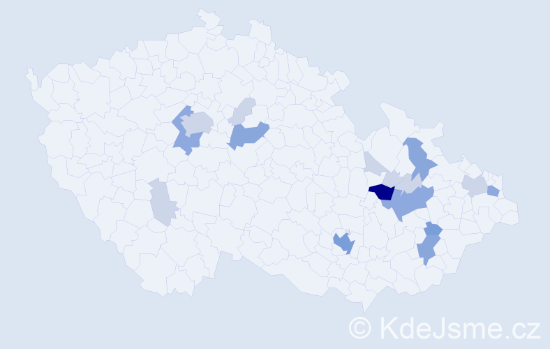 Příjmení: 'Beza', počet výskytů 44 v celé ČR