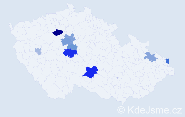 Příjmení: 'Kavalier', počet výskytů 23 v celé ČR