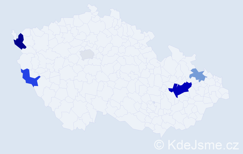 Příjmení: 'Dojčárová', počet výskytů 9 v celé ČR