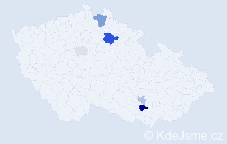 Příjmení: 'Raykov', počet výskytů 5 v celé ČR