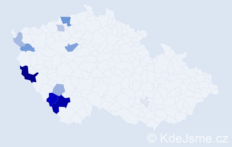 Příjmení: 'Riederer', počet výskytů 23 v celé ČR