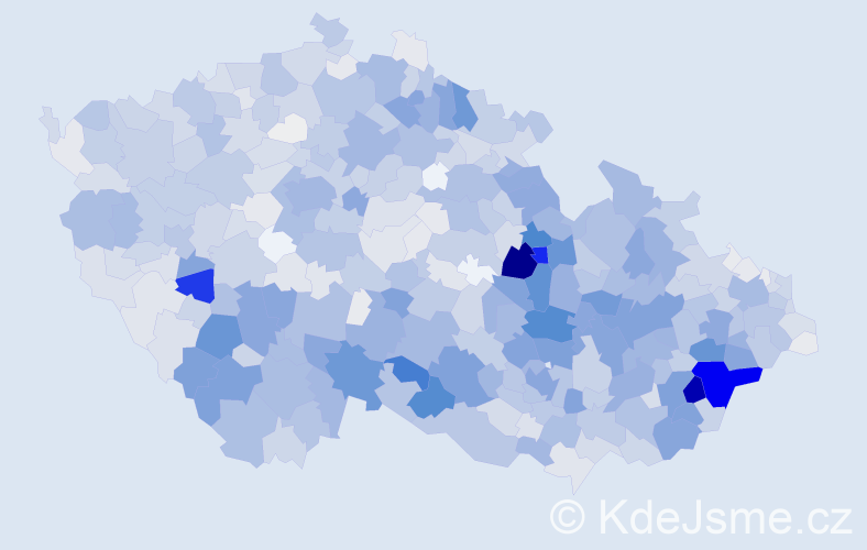Příjmení: 'Kovář', počet výskytů 7015 v celé ČR