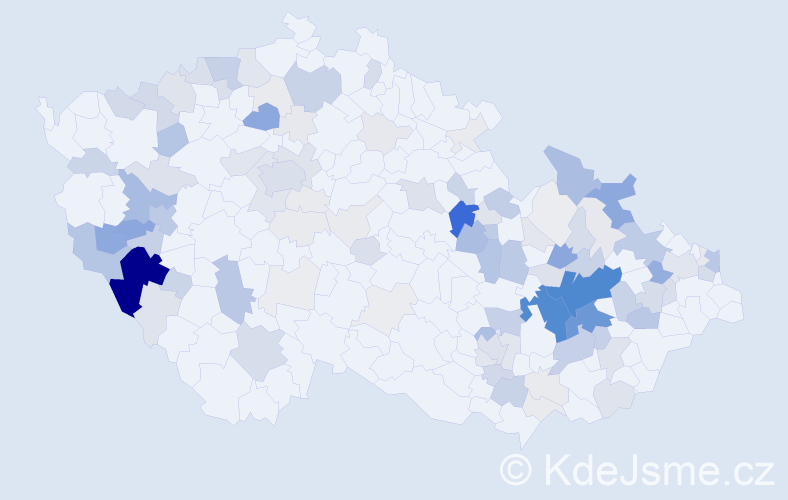 Příjmení: 'Soušek', počet výskytů 480 v celé ČR