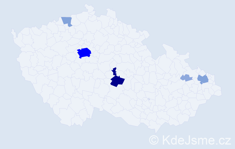 Příjmení: 'Kuljová', počet výskytů 19 v celé ČR