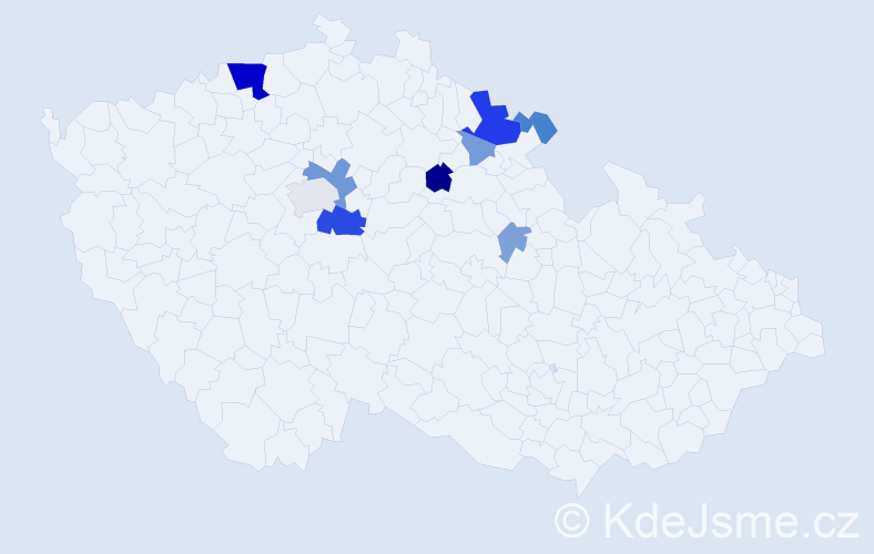 Příjmení: 'Doulík', počet výskytů 28 v celé ČR