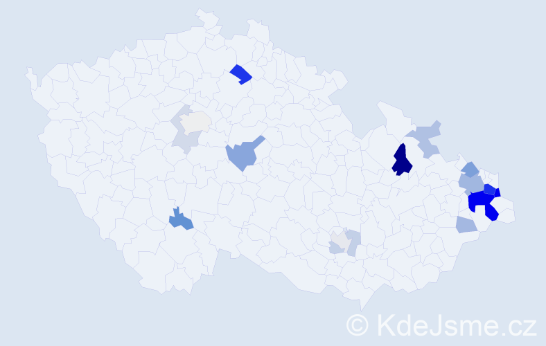 Příjmení: 'Kielar', počet výskytů 49 v celé ČR