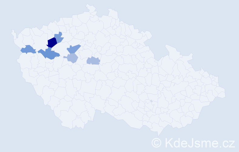 Příjmení: 'Hunyady', počet výskytů 10 v celé ČR