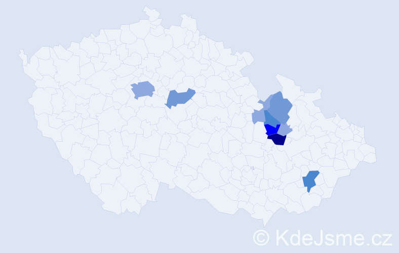 Příjmení: 'Hetclová', počet výskytů 24 v celé ČR
