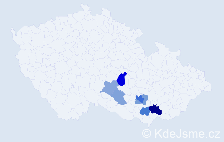 Příjmení: 'Kundelius', počet výskytů 16 v celé ČR